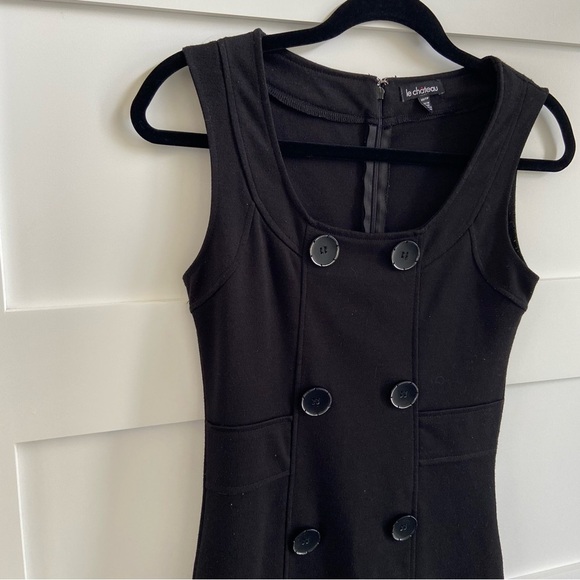 Vintage 90s Le Chateau Black Sleeveless Mini Dress - Picture 3 of 14